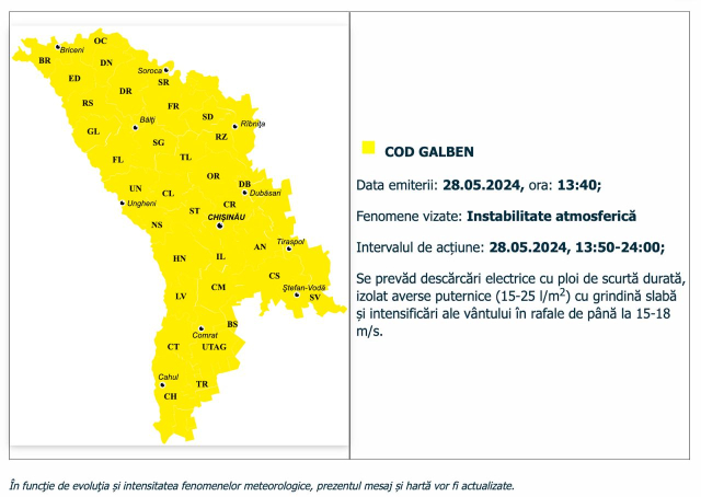 ATENȚIE: Cod Galben de vânt și ploi